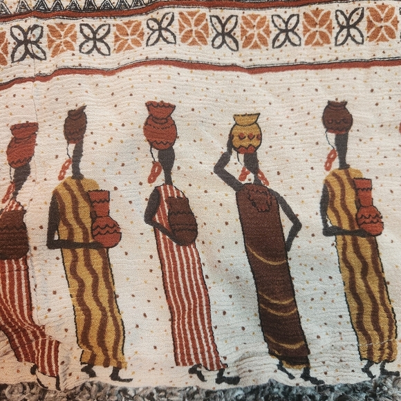 Vintage Made In USA Midi Length Pull-on Skirt Size Medium Tribal Africa Boho - Picture 15 of 16